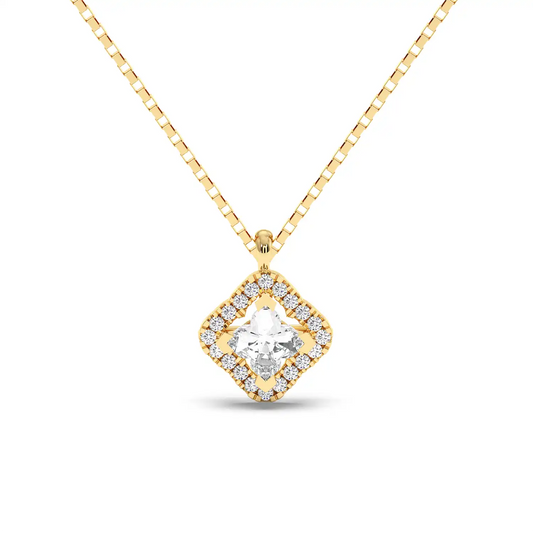 Solitaire Halo Pendant - Floral