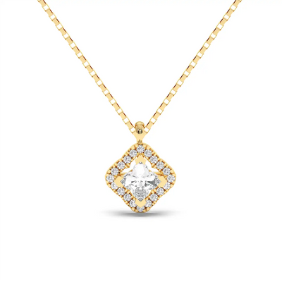 Halo Flower Cut Pendent Necklace