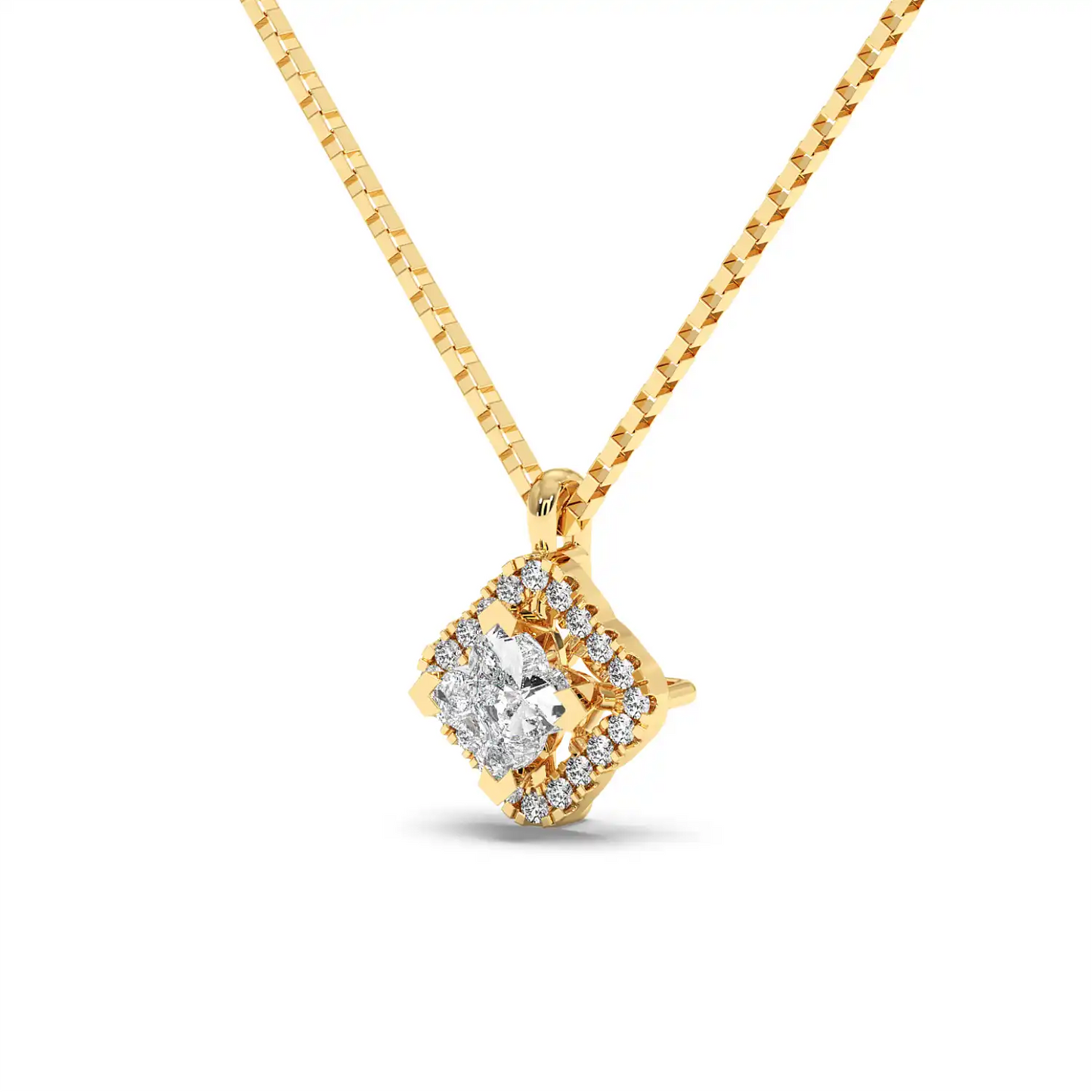 Solitaire Halo Pendant - Floral