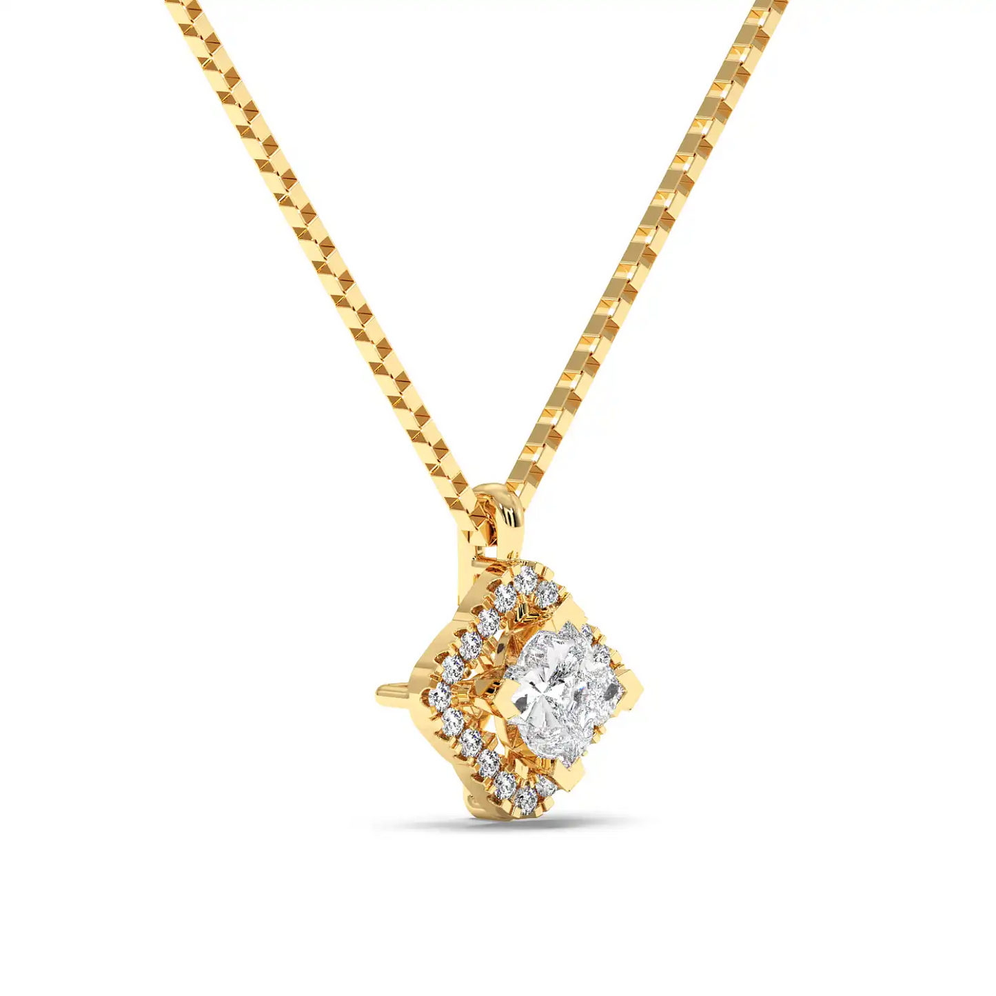 Solitaire Halo Pendant - Floral