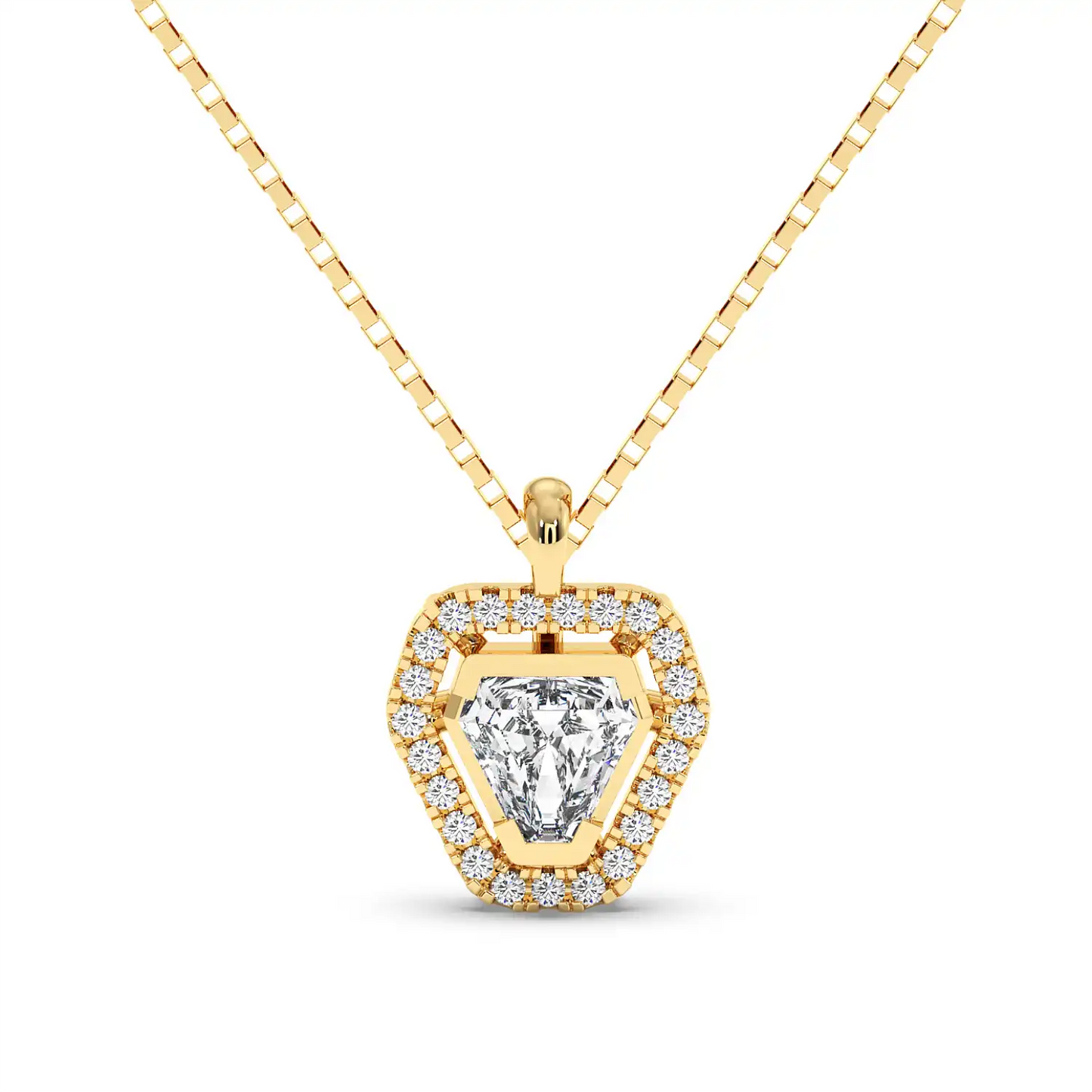 Solitaire Halo Pendant - Coffin