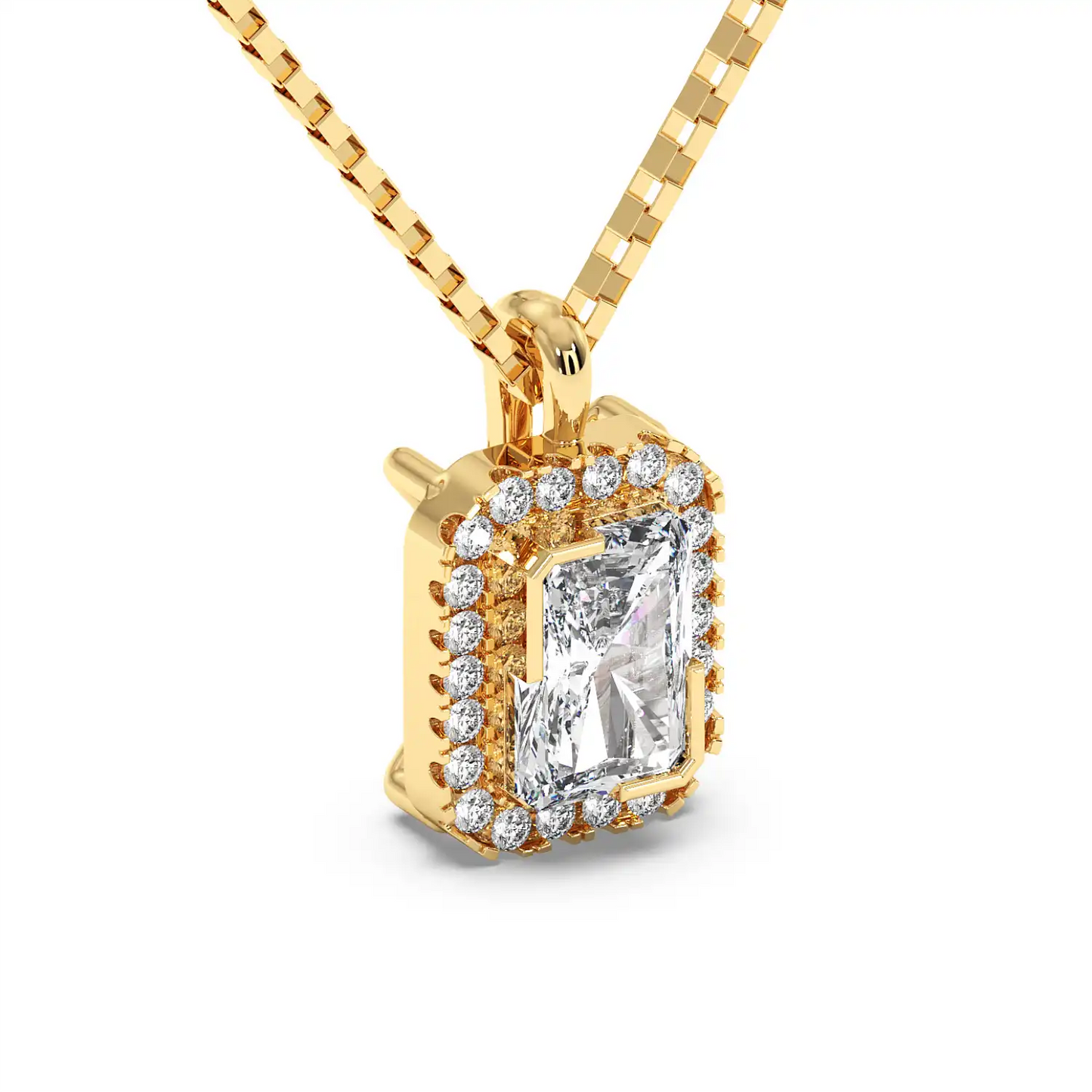 Solitaire Halo Pendant - Radiant