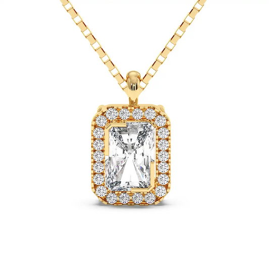Solitaire Halo Pendant - Radiant