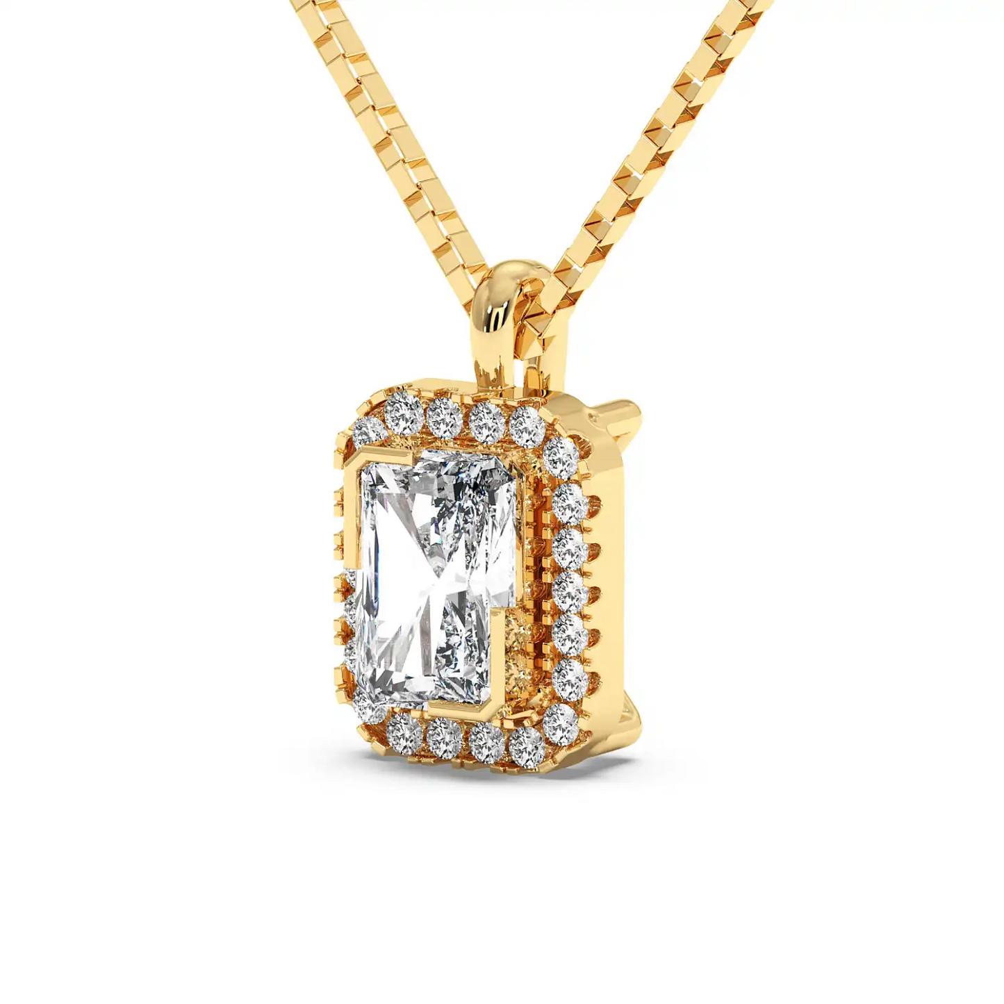 Solitaire Halo Pendant - Radiant