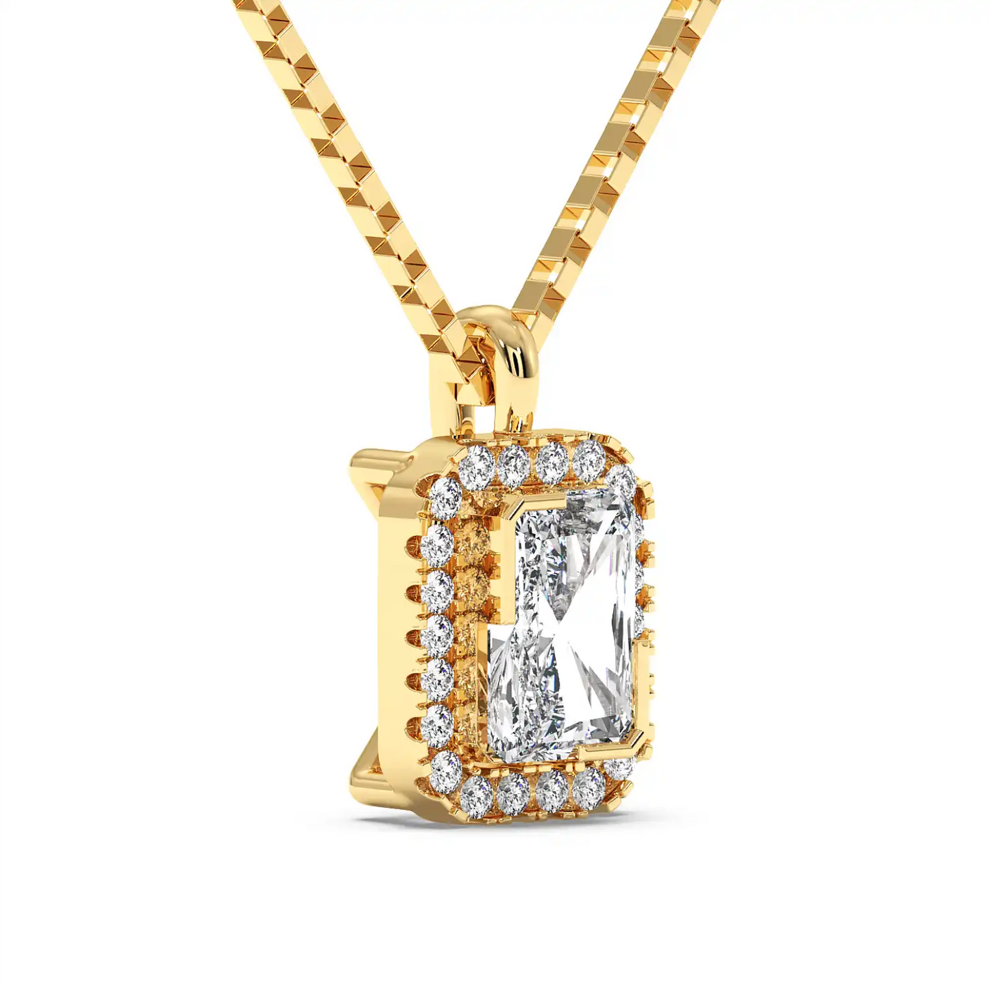 Solitaire Halo Pendant - Radiant