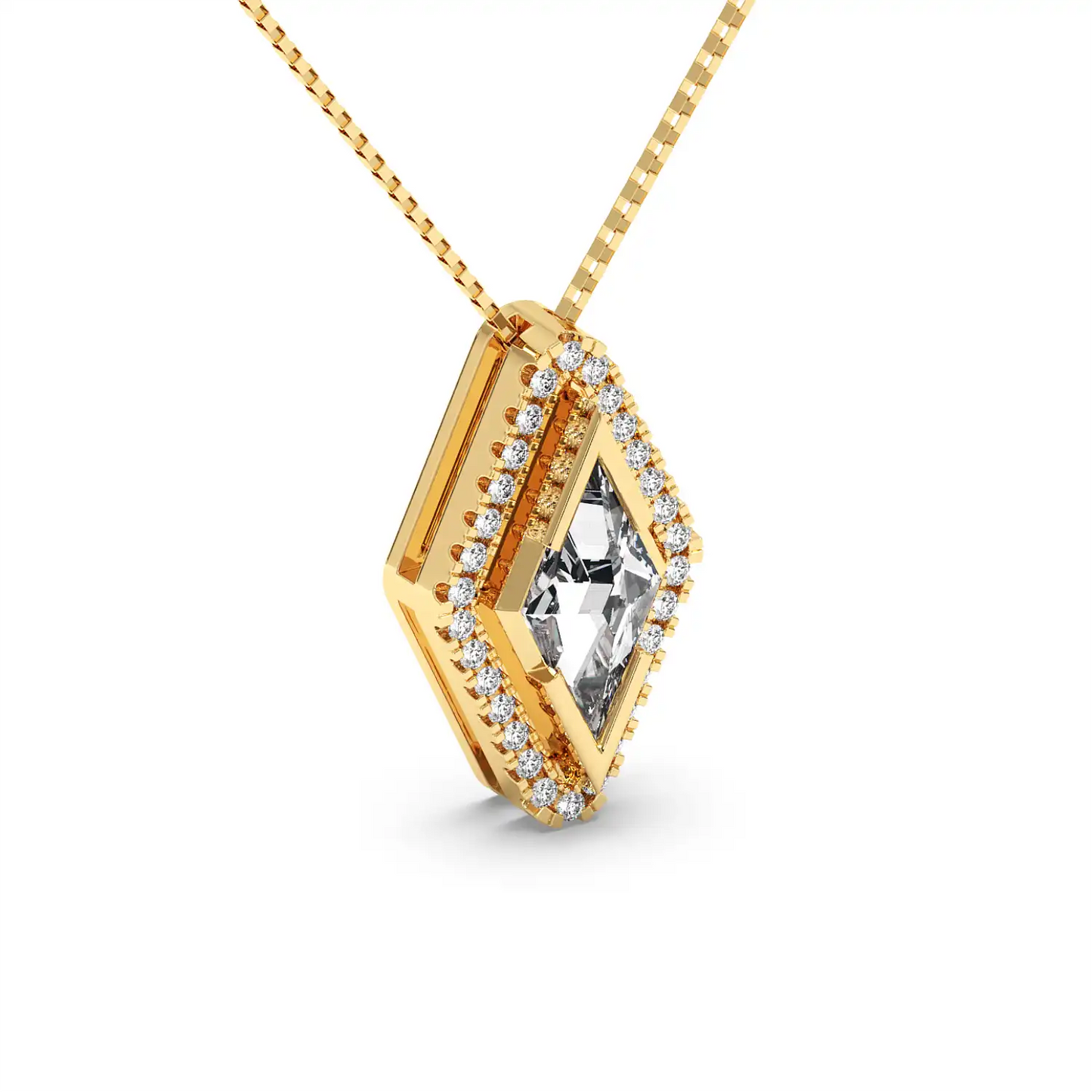 Solitaire Halo Pendant - Lozenge