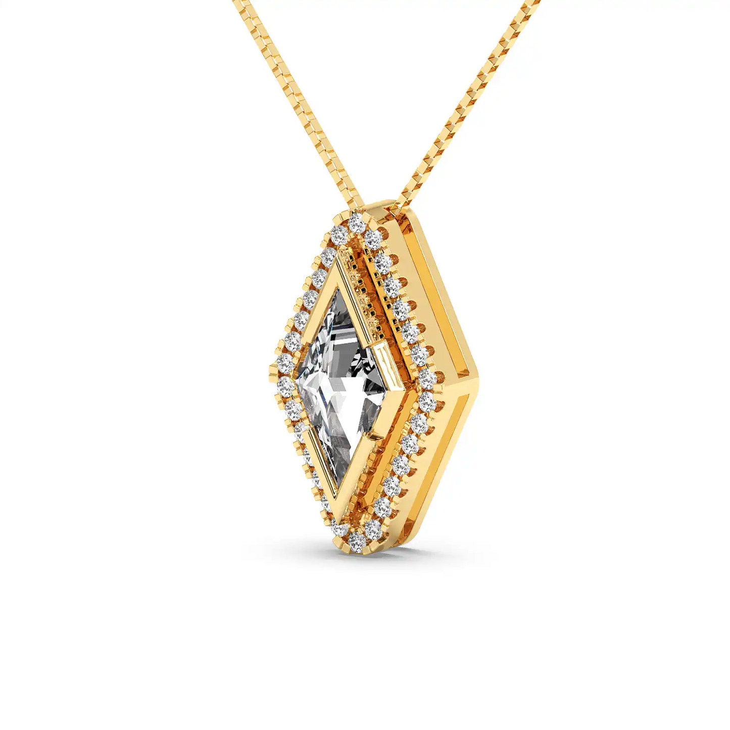 Solitaire Halo Pendant - Lozenge