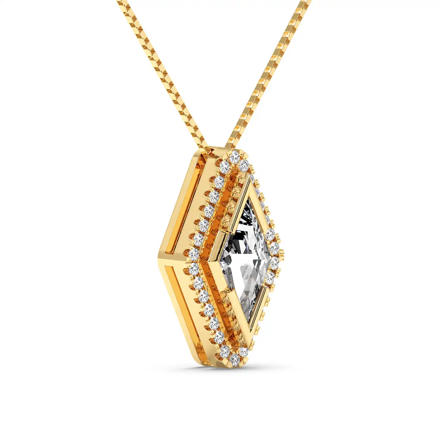 Solitaire Halo Pendant - Lozenge