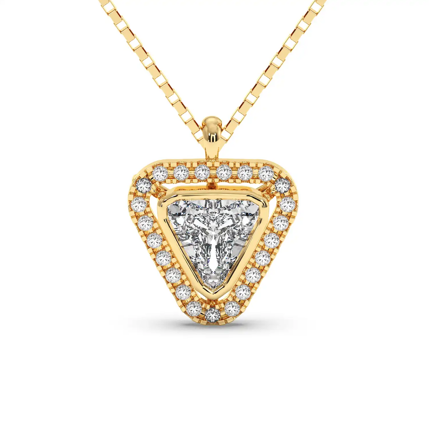Solitaire Halo Pendant - Trillion