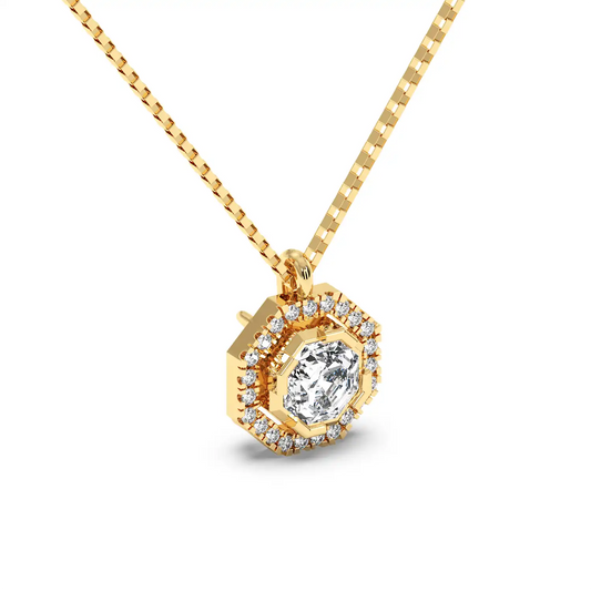 Solitaire Halo Pendant - Octagon