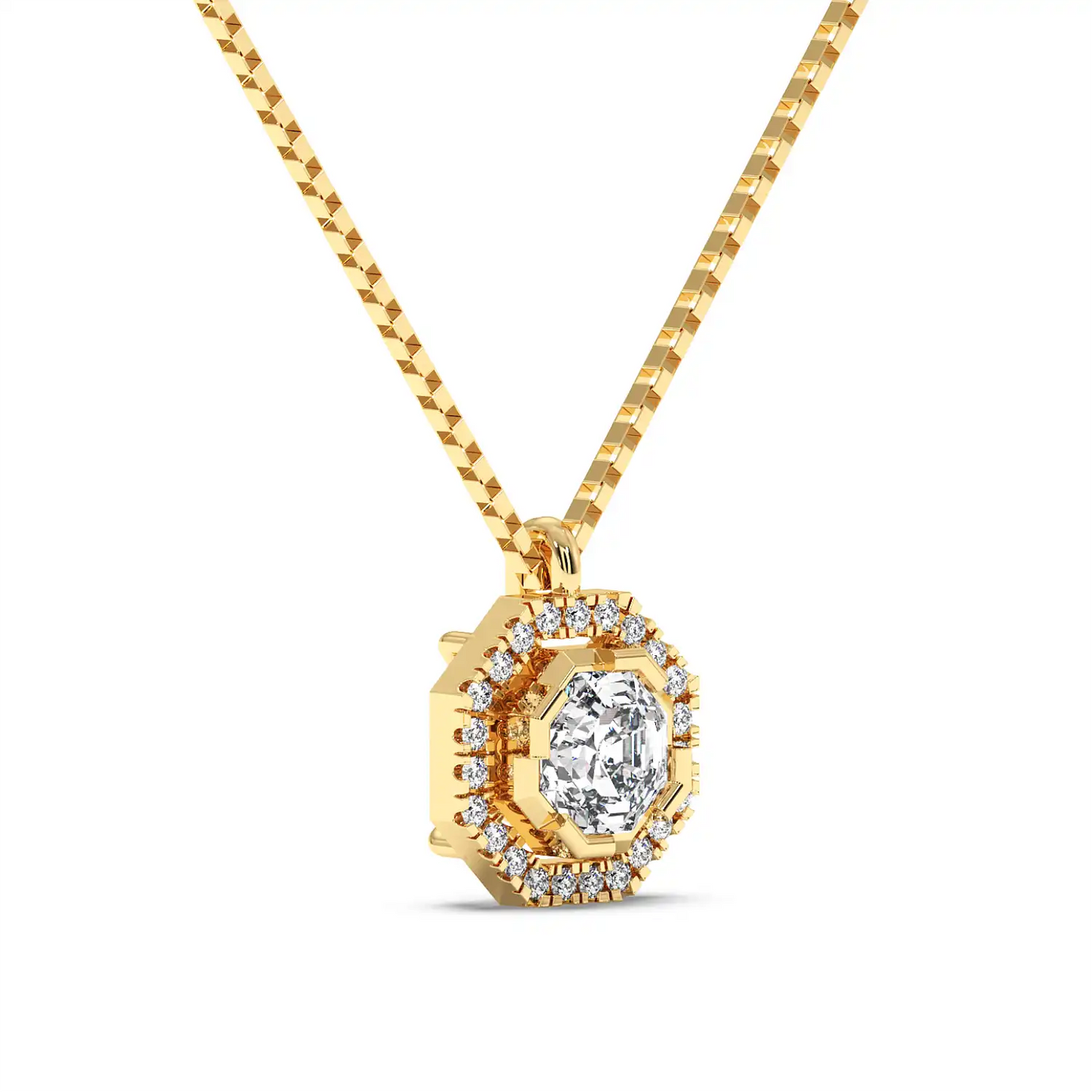 Solitaire Halo Pendant - Octagon