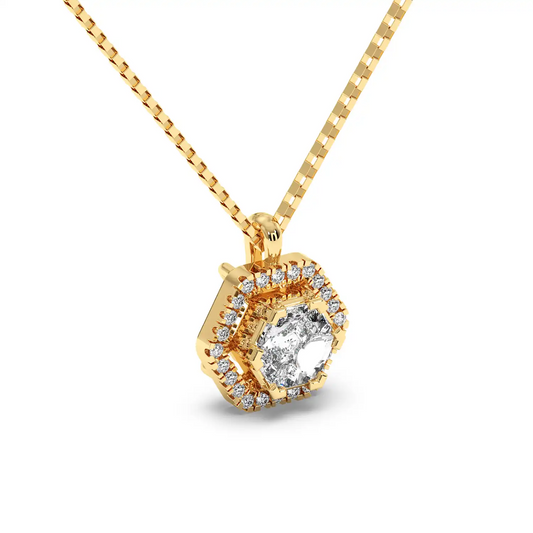 Solitaire Halo Pendant - Hexagon