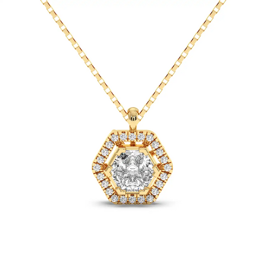 Solitaire Halo Pendant - Hexagon