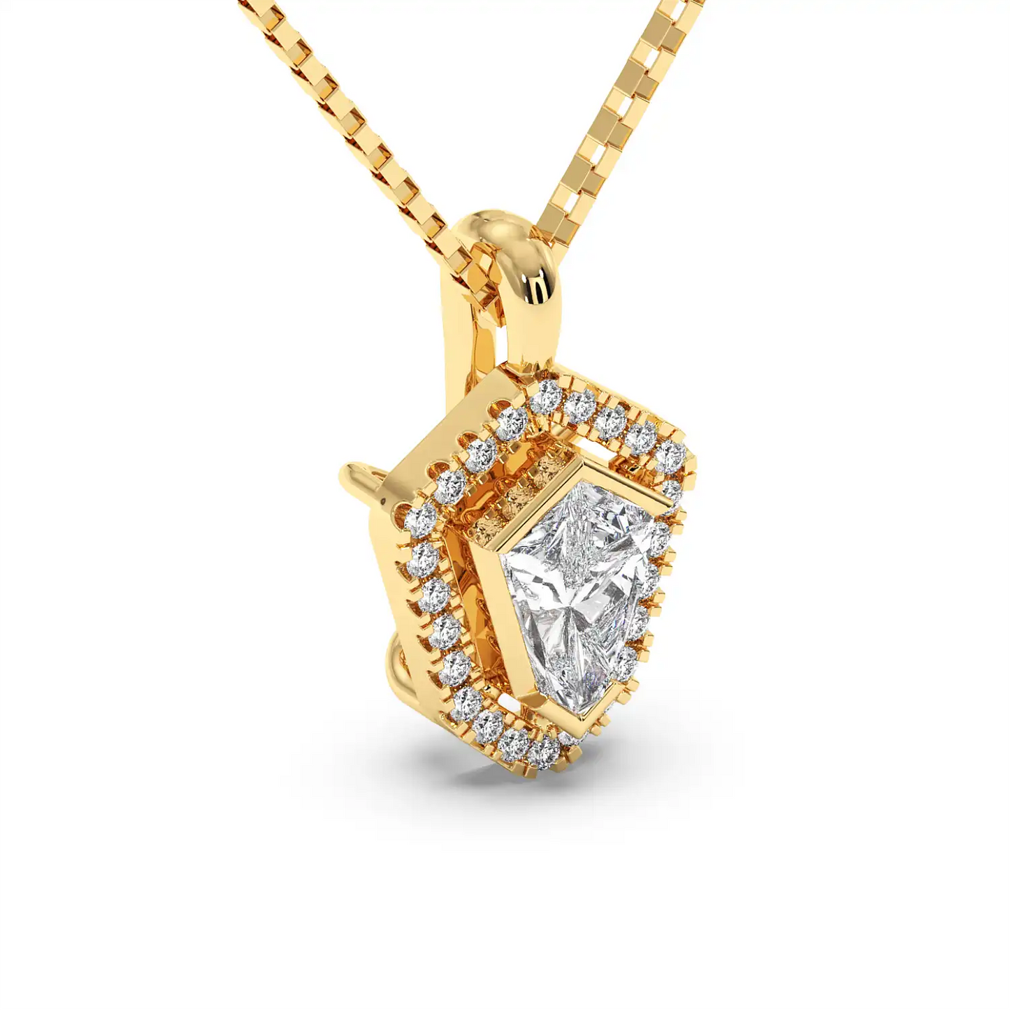 Solitaire Halo Pendant - Shield