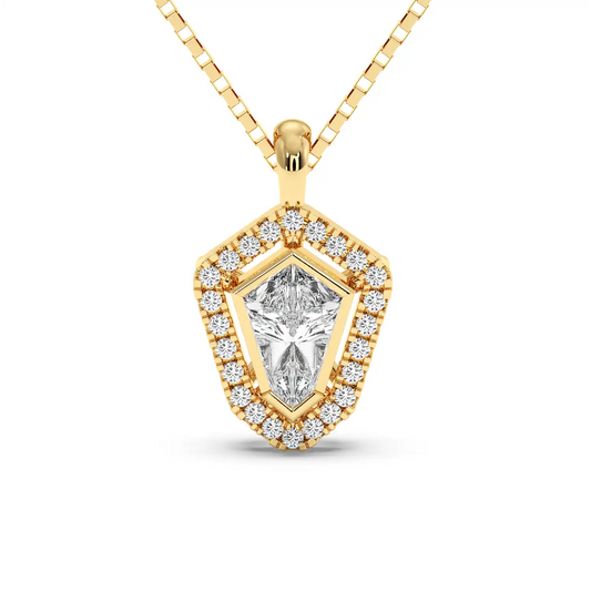 Solitaire Halo Pendant - Shield