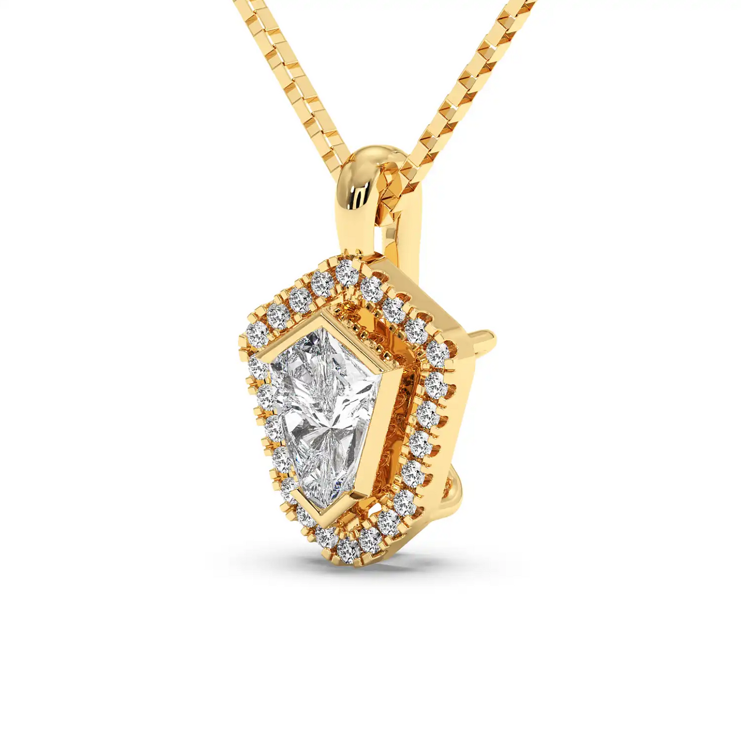 Solitaire Halo Pendant - Shield