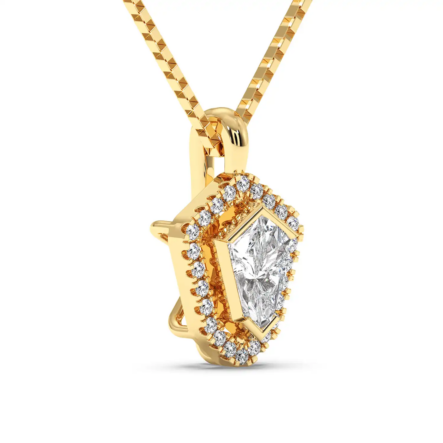 Solitaire Halo Pendant - Shield