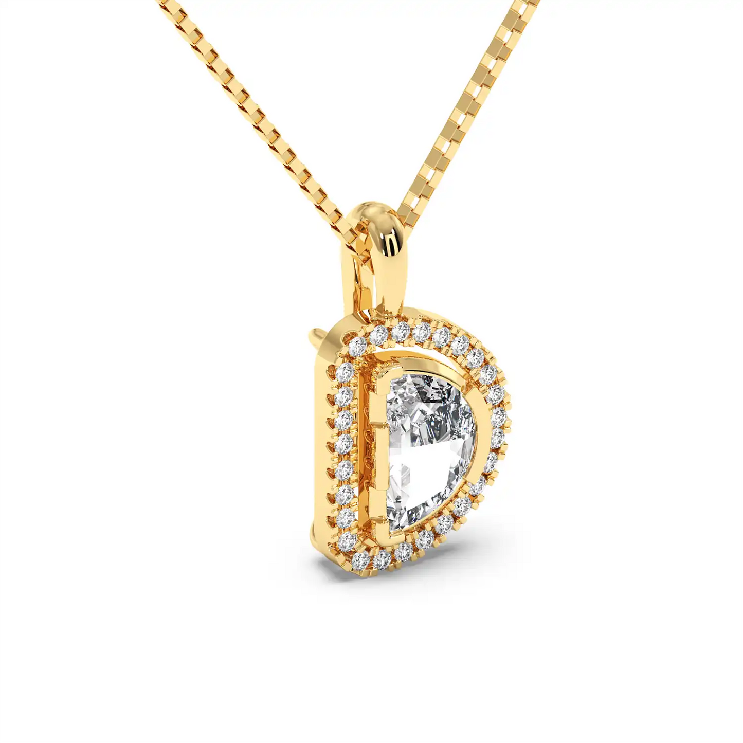 Solitaire Halo Pendant - Halfmoon