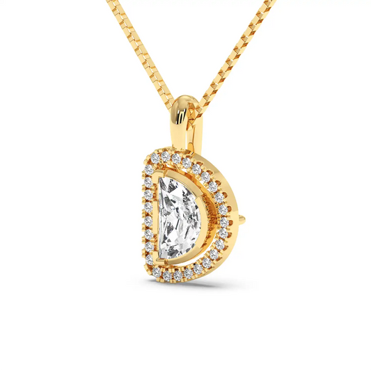 Solitaire Halo Pendant - Halfmoon