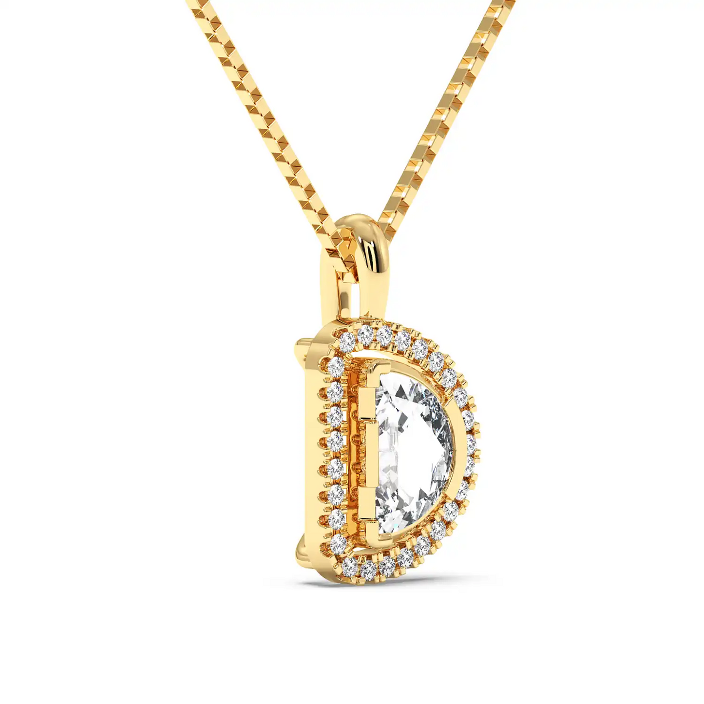 Solitaire Halo Pendant - Halfmoon