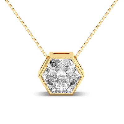 Bezel set Hexagon Pendant Necklace