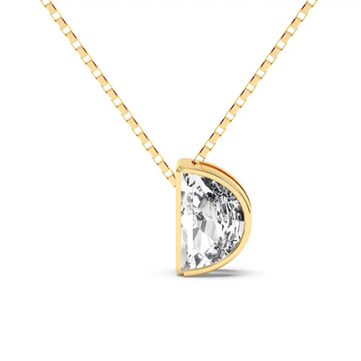 Bezel set Half moon Pendant Necklace