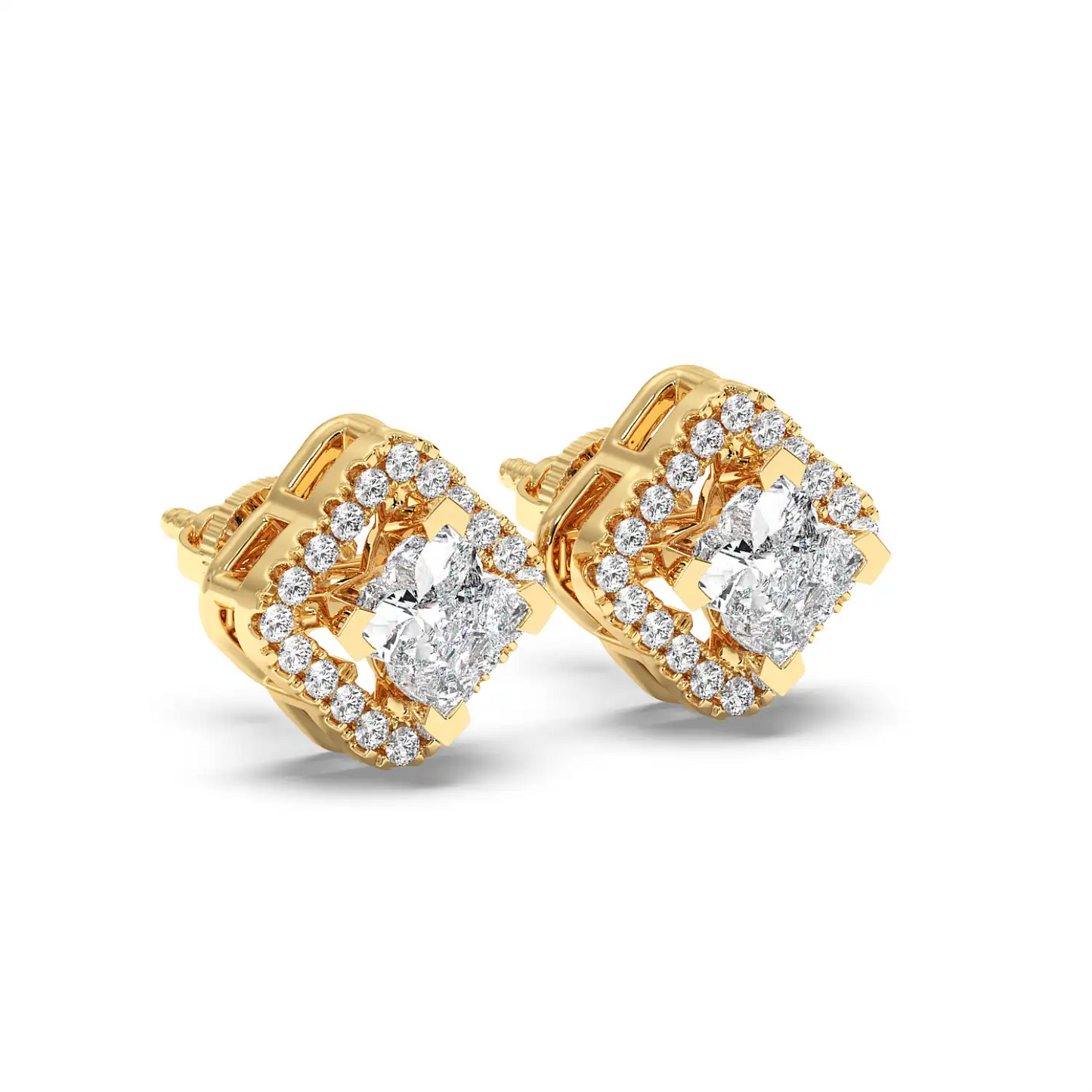 Solitaire Halo Earring - Floral