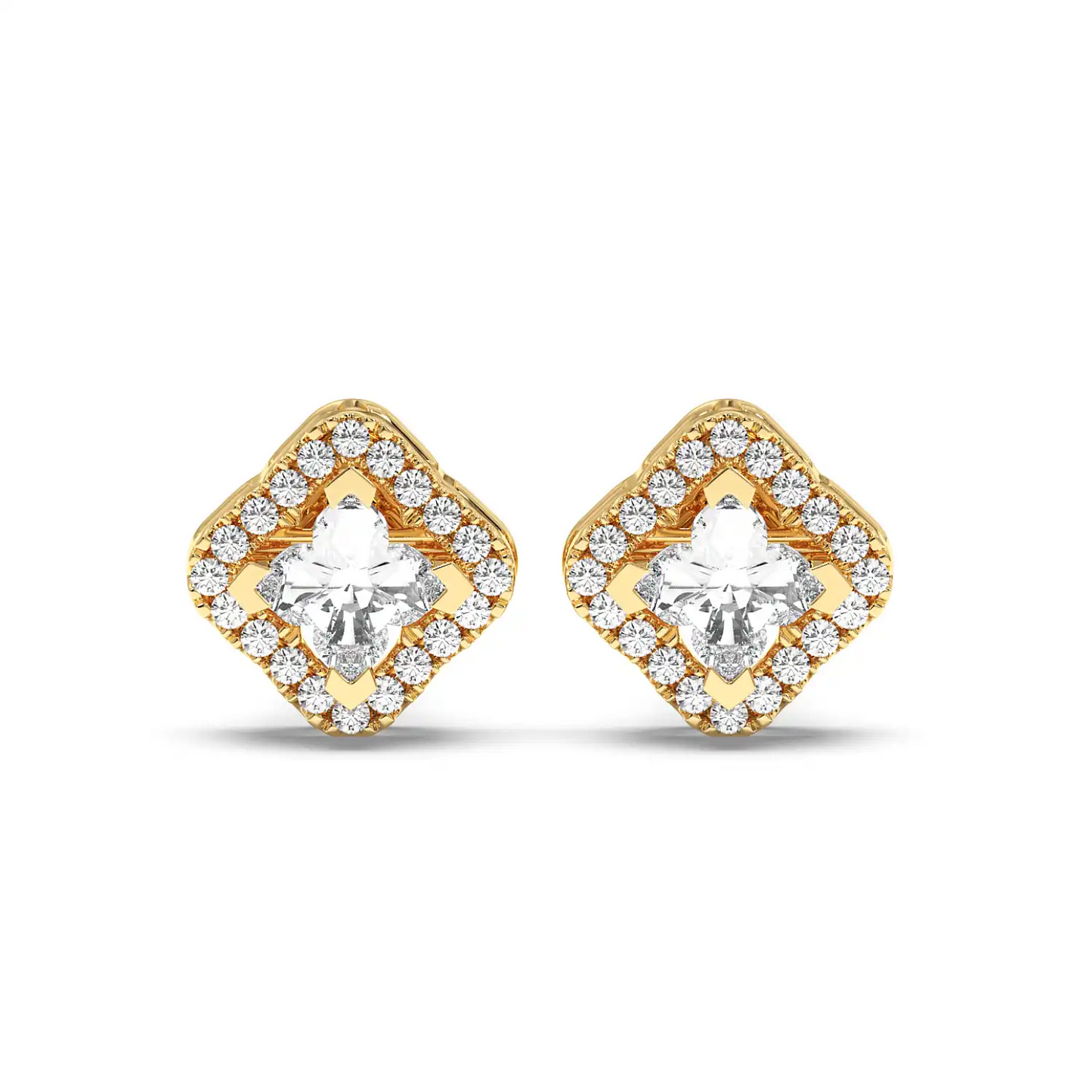 Solitaire Halo Earring - Floral