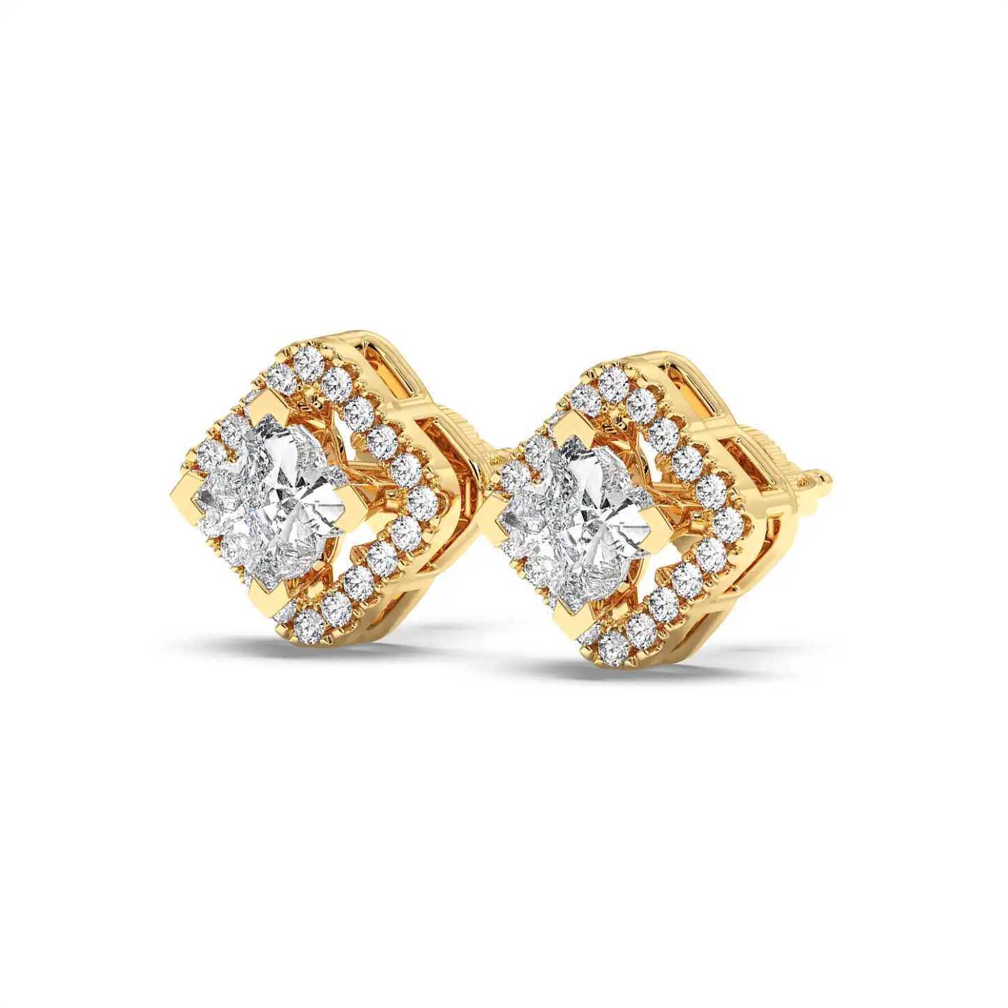 Solitaire Halo Earring - Floral