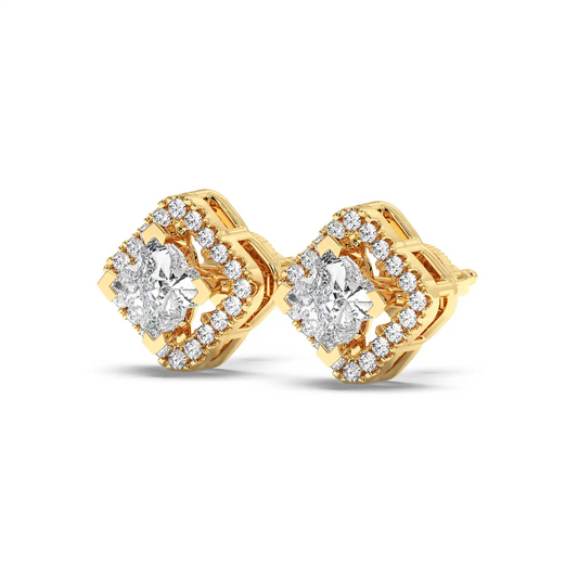 Solitaire Halo Earring - Floral