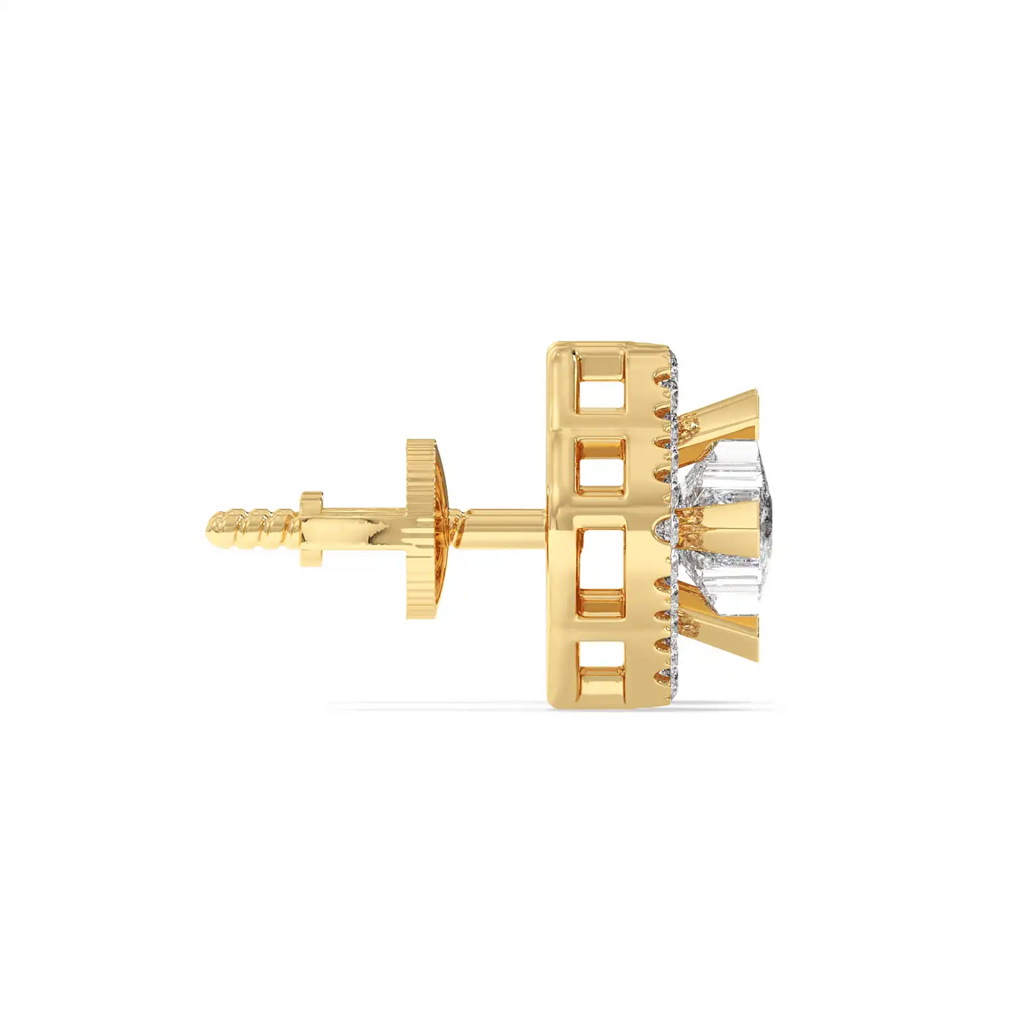 Solitaire Halo Earring - Floral