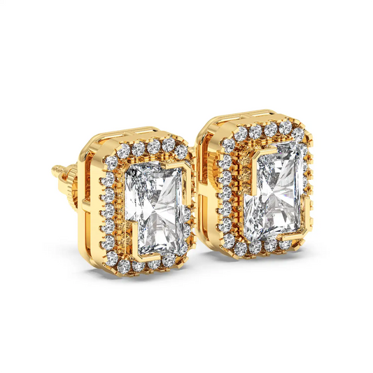 Solitaire Halo Earring - Radiant