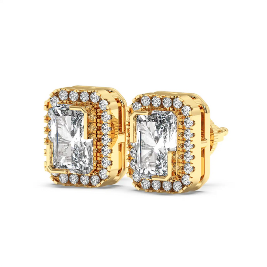 Solitaire Halo Earring - Radiant