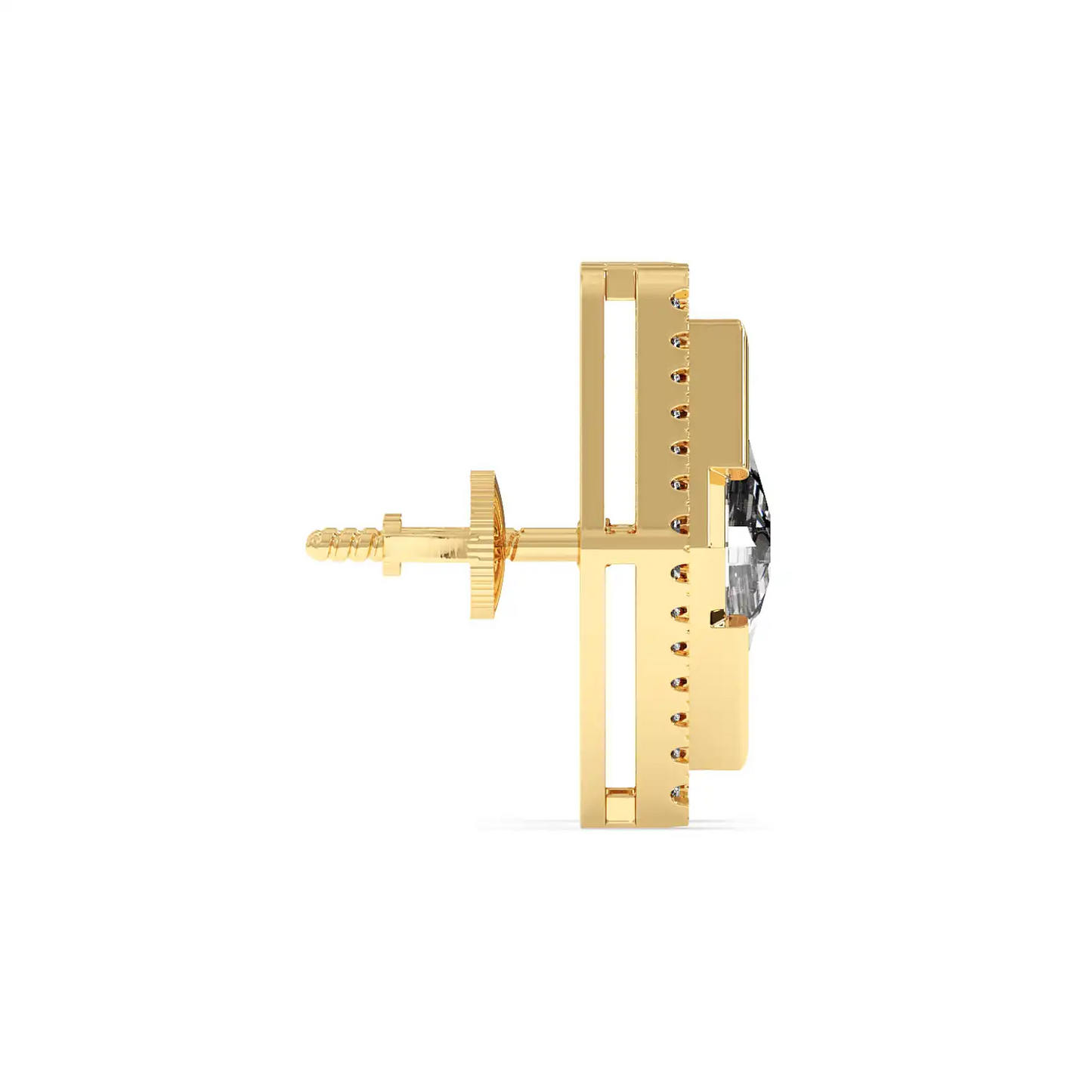 Solitaire Halo Earring - Lozenge