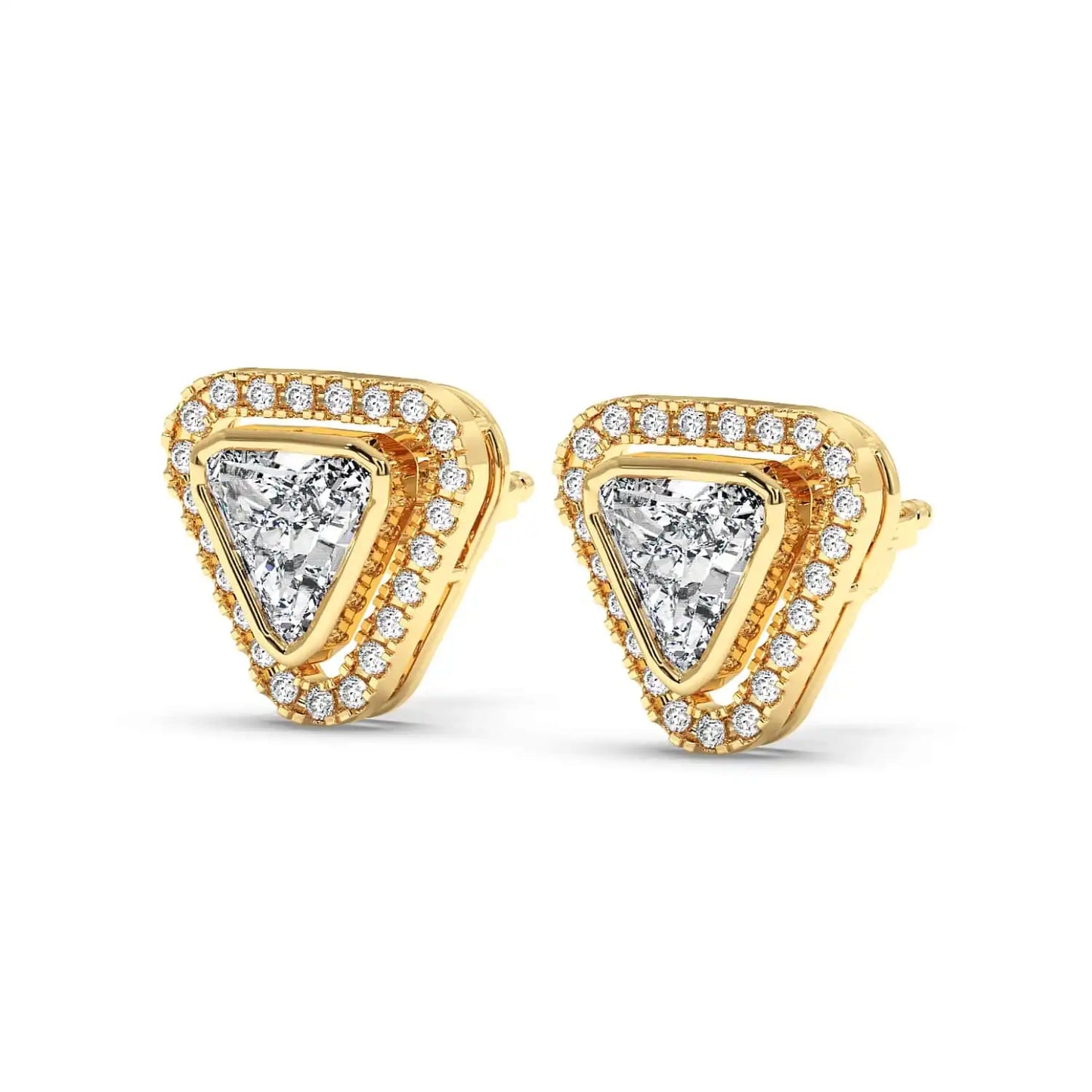 Solitaire Halo Earring - Trillion