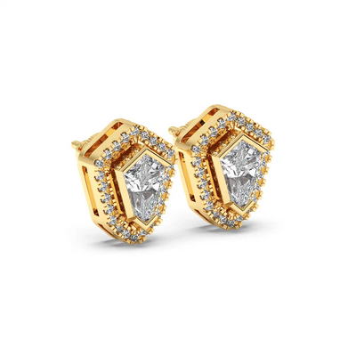 Solitaire Halo Earring - Shield
