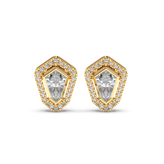Solitaire Halo Earring - Shield