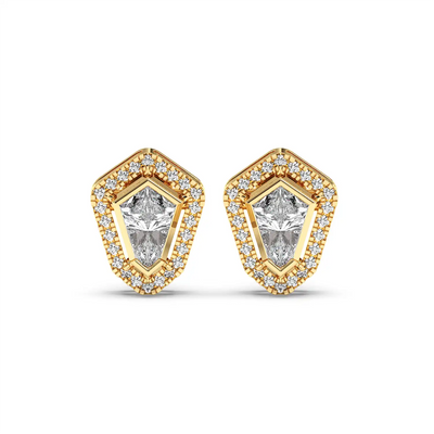 Solitaire Halo Earring - Shield