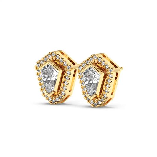 Solitaire Halo Earring - Shield