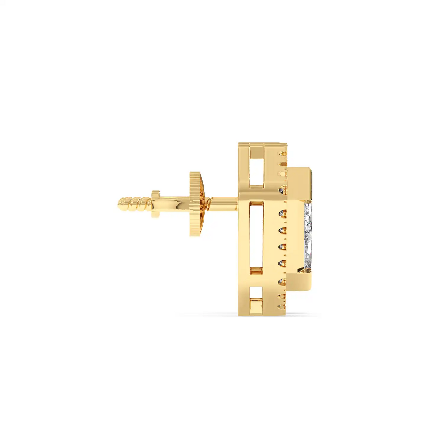 Solitaire Halo Earring - Shield