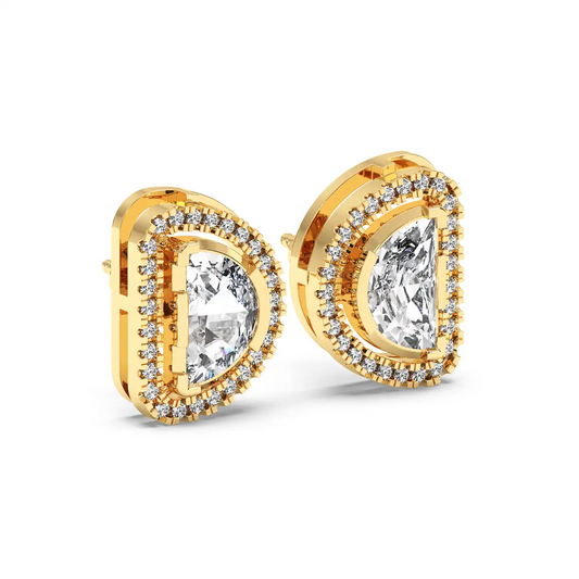 Solitaire Halo Earring - Halfmoon