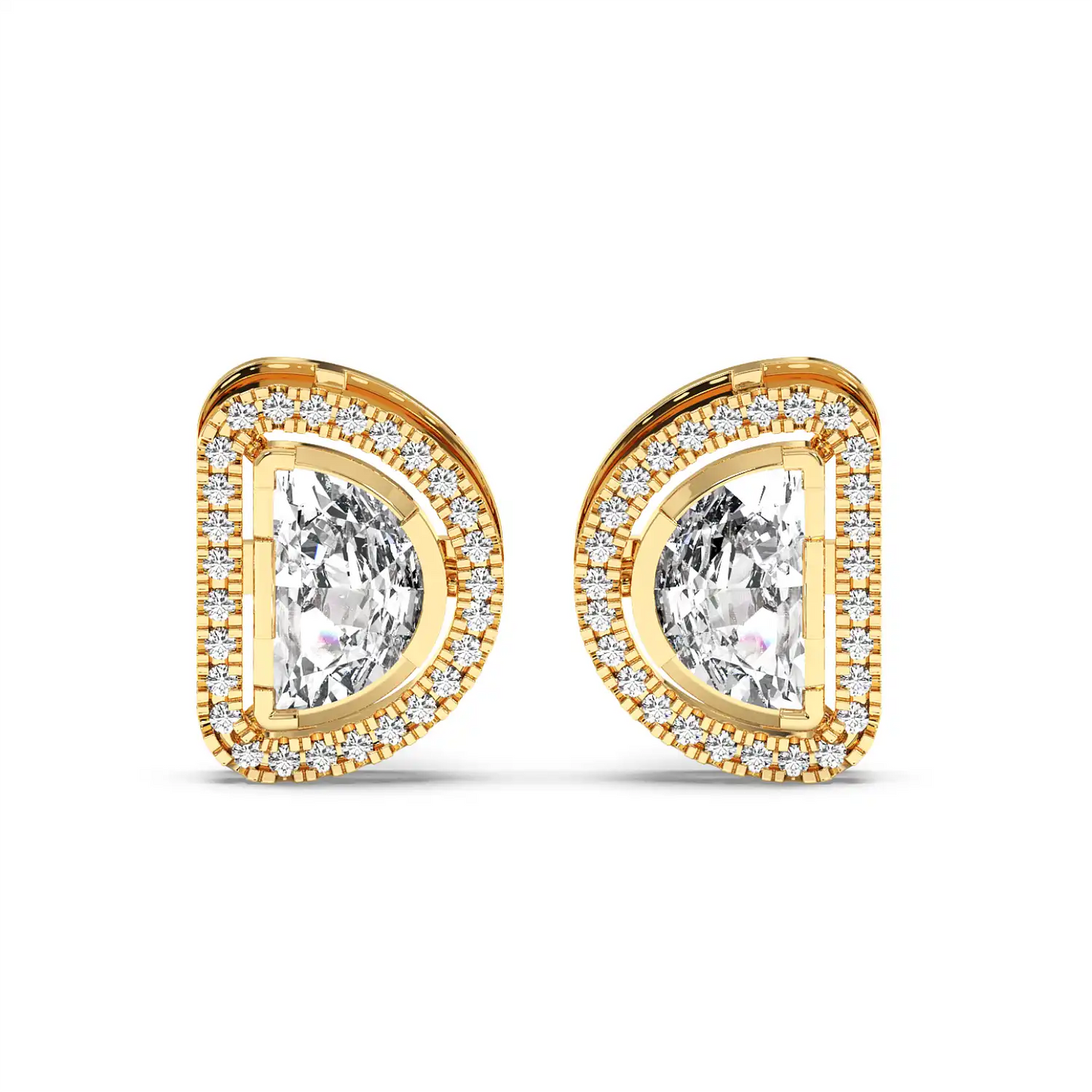 Solitaire Halo Earring - Halfmoon