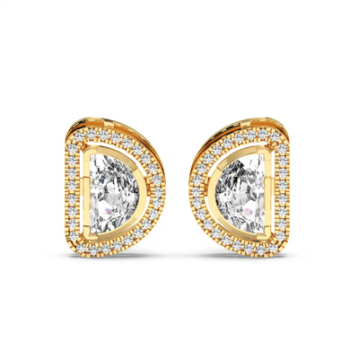 Solitaire Halo Earring - Halfmoon