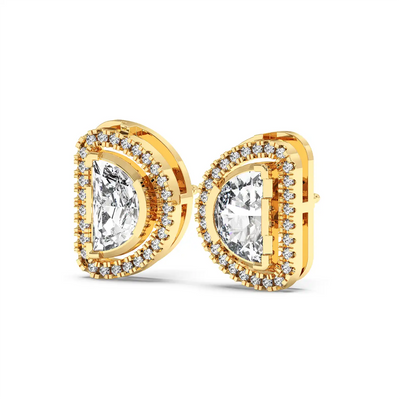Solitaire Halo Earring - Halfmoon