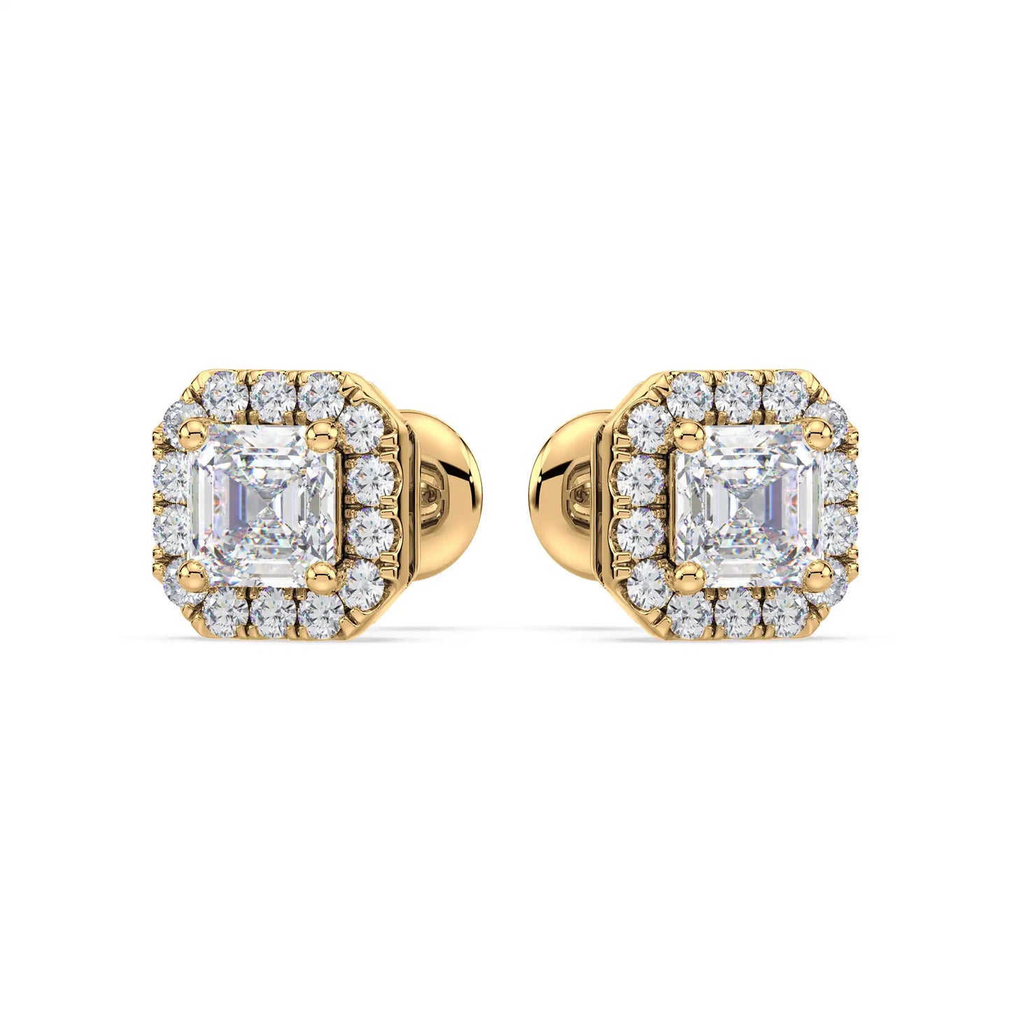 Solitaire Halo Earring - Asscher