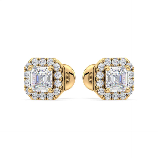 Solitaire Halo Earring - Asscher