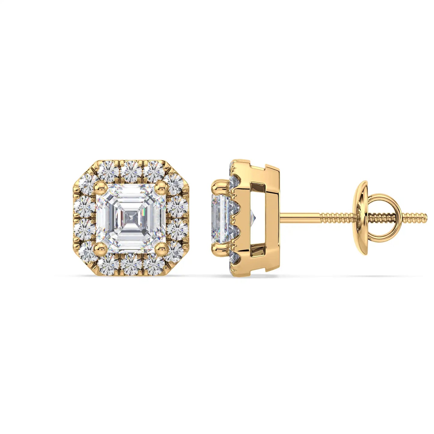 Solitaire Halo Earring - Asscher