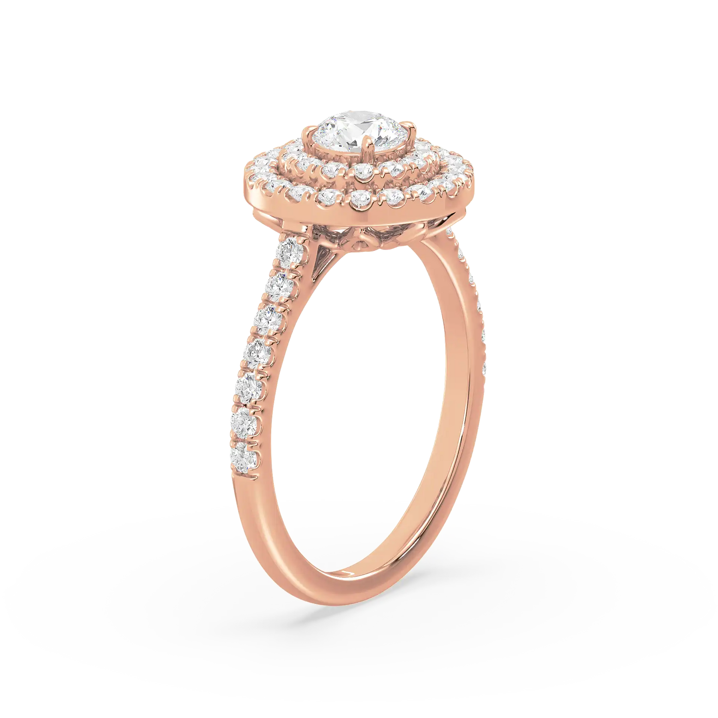 Solitaire double Halo Ring