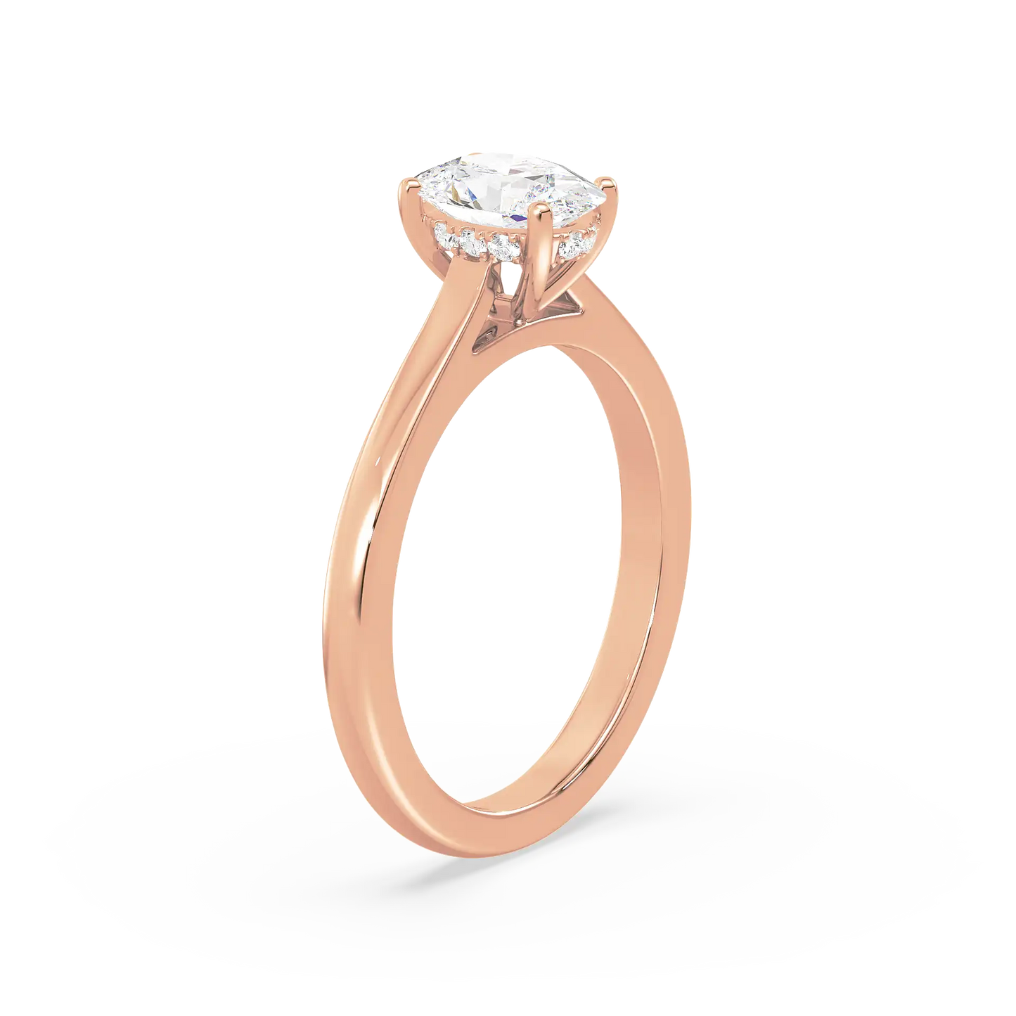 Solitaire Hidden Halo Oval Ring