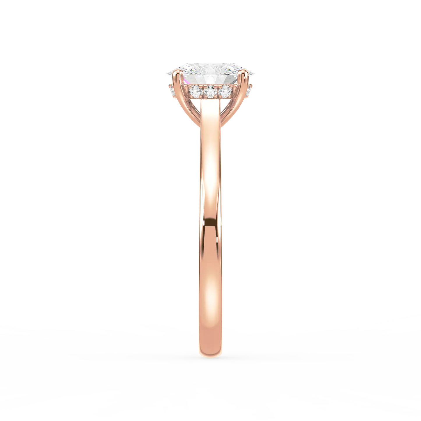 Solitaire Hidden Halo Oval Ring